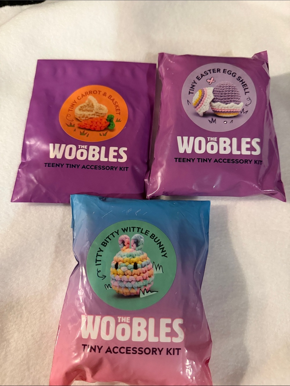 The Woobles Teeny Tiny Accessory Kit - Purple & Multicolor carrot egg bunny